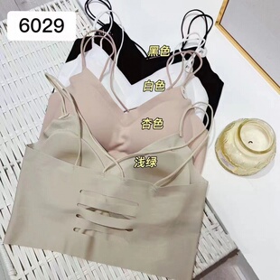 6029厚杯 冰丝无痕美背裹胸细带交叉抹胸女内衣内搭中长背心爆款