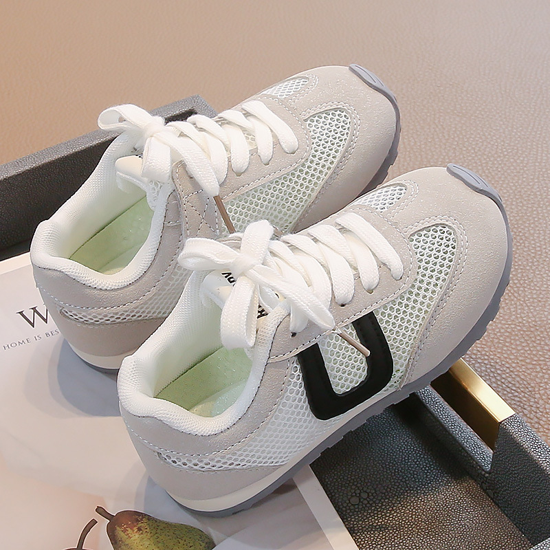 儿童网面阿甘鞋透气春秋新款系带女童跑步鞋软底中大童童鞋防滑