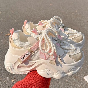 老爹鞋女2024新款爆款夏季厚底网面鞋子ins潮韩系百搭小众小白鞋