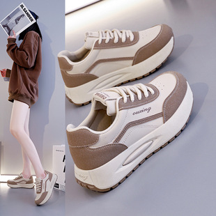 ins女学生厚底增高运动板鞋 2025春季 韩版 新款 休闲街拍G6809 小白鞋