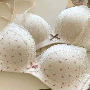 纯欲小碎花日系甜美透气蕾丝防下垂 内衣女收副乳聚拢小胸薄款