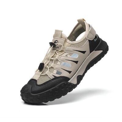 跨境户外男士休闲凉鞋2025新款网面透气镂空洞洞鞋潮流百搭凉