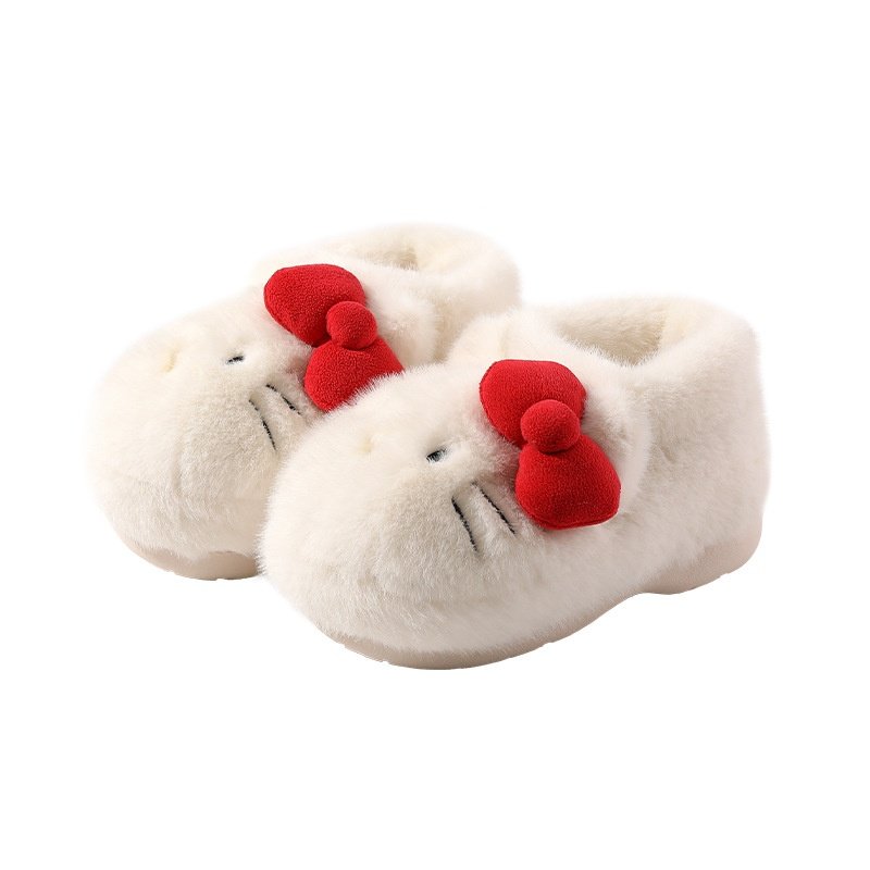正版kitty棉鞋冬天居家毛毛拖鞋加绒加厚保暖防滑全包棉拖鞋女式
