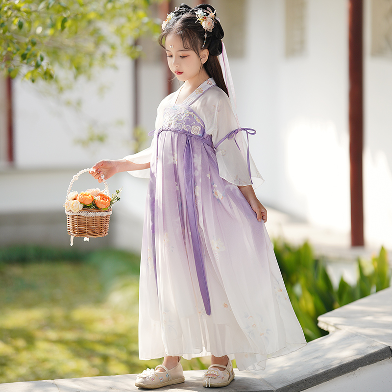 新选儿童汉服演出服中国风女童古风超F仙裙子六一古典舞表演服装