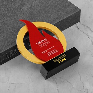 优选红色火焰奖杯创意圆形金属火炬种消I防知识竞赛比武比赛奖牌