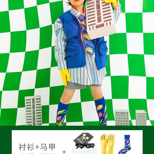 新款儿童t台走秀潮酷表p演服演出服男童潮服615岁周岁照 影楼潮拍