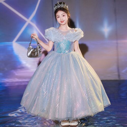 新选女童a轻奢小众高端钢琴演奏礼服洋气公主裙生日儿童主持人演