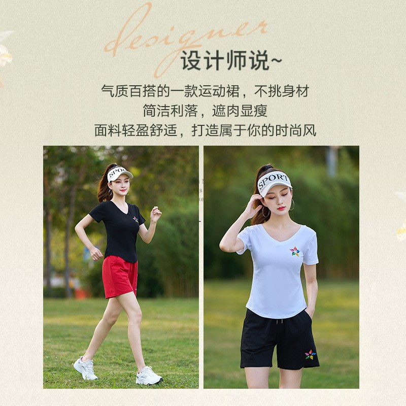 新选杨丽萍广场舞服装新款套装棉C夏季短袖短裤运动休闲 团体