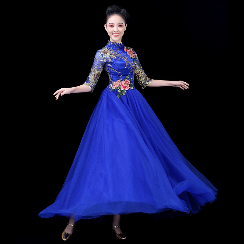 新选开场舞大摆裙20n25新款成人合唱服民乐演奏服装古筝表演服现