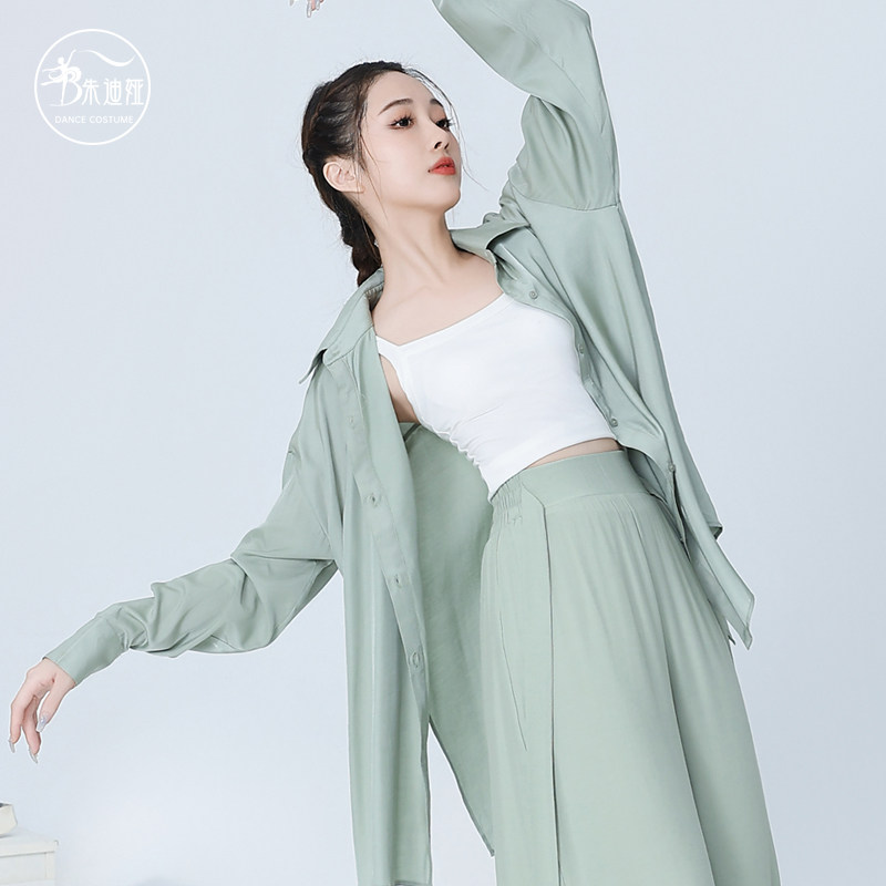 新选新现代舞衬衫舞蹈服古典舞长袖练功J服形体服上衣宽松大码演图片