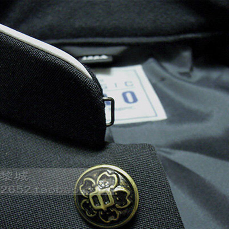 新款日本校服 铜扣白领边 黑色立领中山装学M生服校服 DK制服诘襟