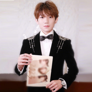新款TFBOYS易烊千玺组合同款肩部刺绣西I装男士宴会演出西服9034