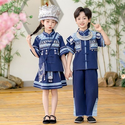 新选三月三民族服装儿童壮族宝宝20D25夏季新款男童汉服傣族苗疆