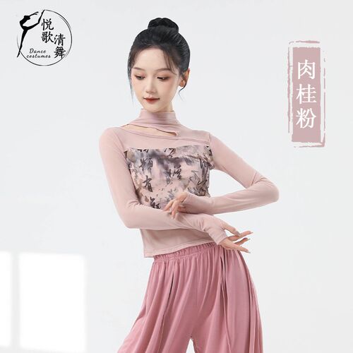 新款黑色舞蹈上衣j网纱中国舞练功服夏现代舞演出服成人国风古典