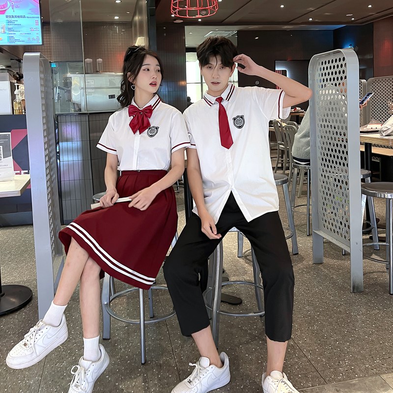 新选毕业班服初中夏季短袖学v院风JK制服衬衫高中学生成人礼合唱