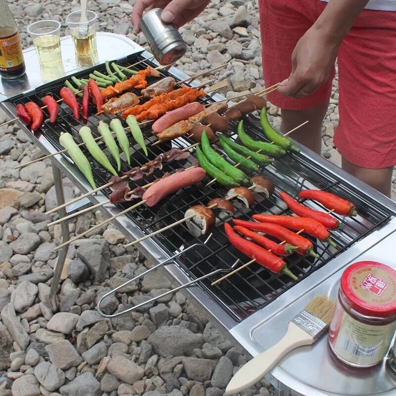 厂家直销加厚大号不锈钢烧烤家用户外折叠烧烤炉BBQ便携烤肉炉子