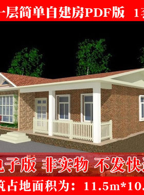 坡屋顶简单新农村自建房屋平房一层别墅施工图纸效果图设计素材