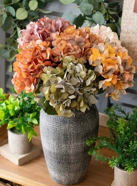 厂家干烧焦边绣球仿真花家居装饰手捧花玫瑰花墙假花跨境MW24830