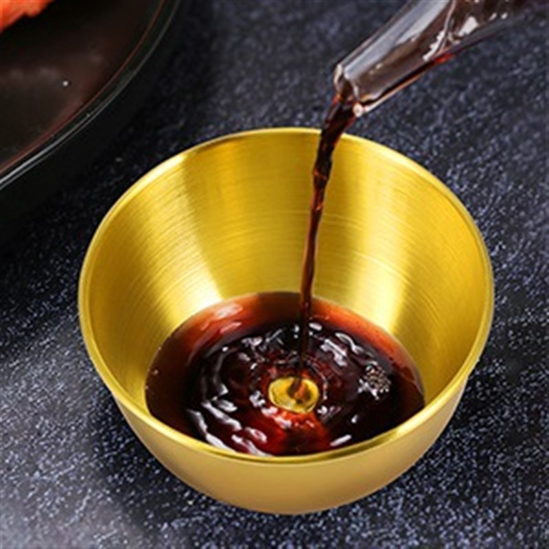 不锈钢蘸料碗金色蘸料碗调味碟寿司蘸料小碗果酱碗酱料杯