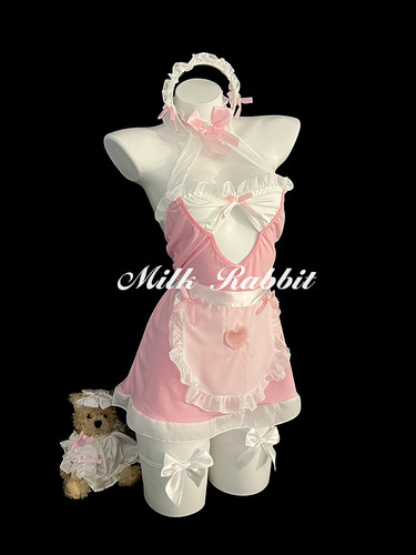 Cy奶兔「甜心女仆」日系性感软妹cos连衣裙纯欲制服甜美挂脖睡裙