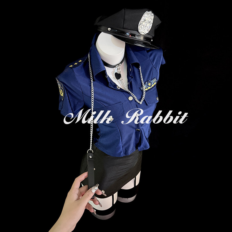 Cy奶兔「酷飒女警」性感制服qqny空姐OL职业套装修身显瘦内衣