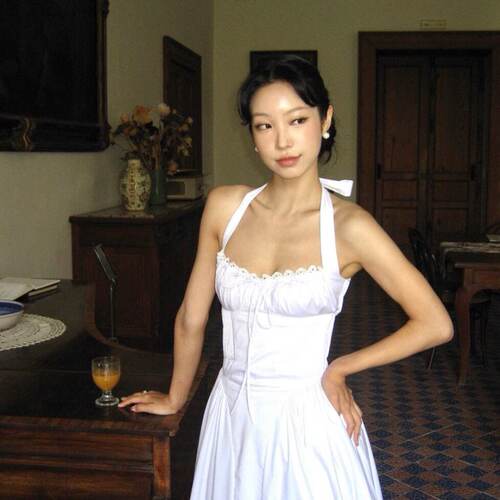 度假风吊带连衣裙修身连衣裙收腰