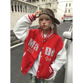 重工刺绣宽松外套休闲夹克 拼接撞色钉珠棒球服男女同款 OPUP 美式