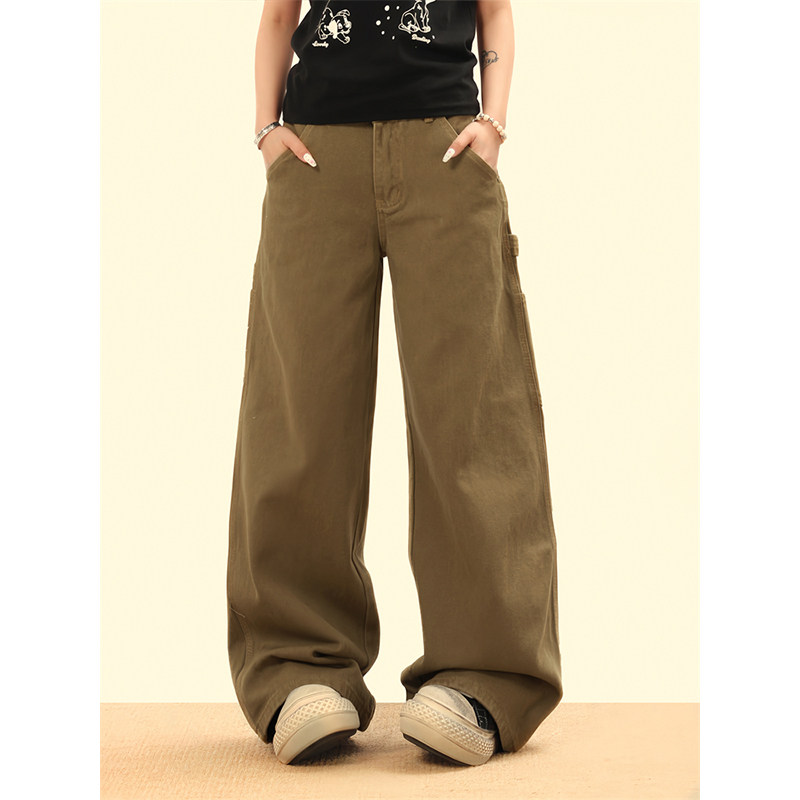 OPUP 美式复古水洗做旧工装裤男女同款百搭长裤宽松直筒休闲裤子