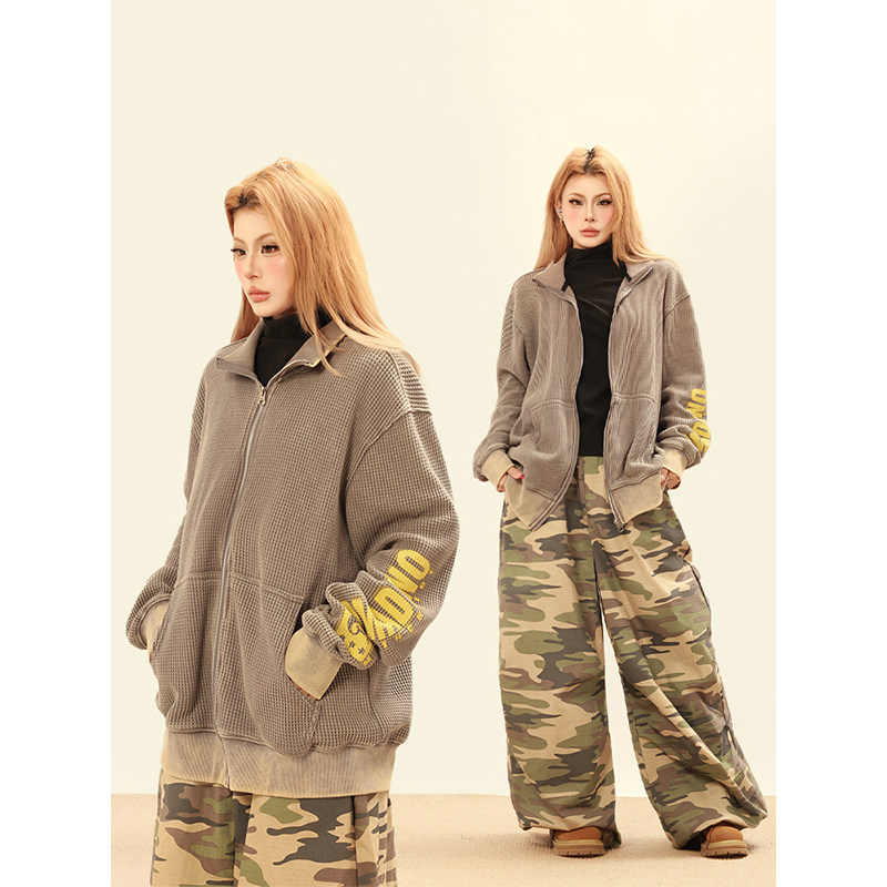 OPUP华夫格开衫短款外套