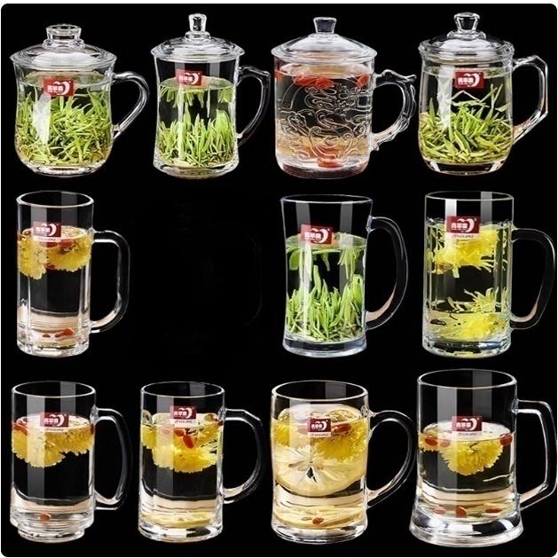 加厚耐热泡茶杯青苹果德力啤酒杯