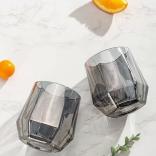 玉晶玻璃杯六棱角带把水杯高颜值家用客厅泡茶杯网红果汁杯漱口杯