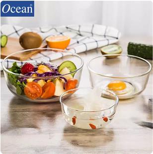 Ocean鸥欣进口玻璃碗透明水果沙拉碗大号泡面碗饭碗甜品碗面膜碗