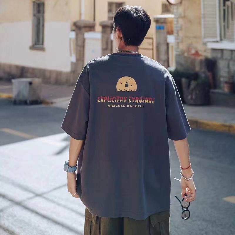 U024新款短袖T恤男百搭宽松休闲圆领上衣夏季港风潮流半袖体恤潮