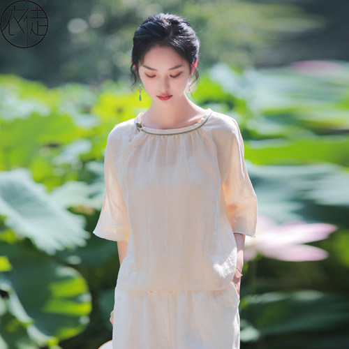 苎麻上衣茶服改良唐装禅服