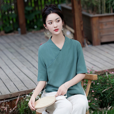 日常汉服改良版唐装女装中国风佛系中医馆工作服高端茶艺师服装女