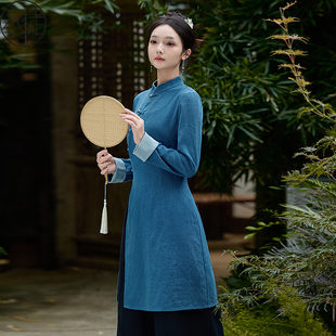 新中式国风茶服套装2026新款春季古风禅意佛系女装居士服苎麻上衣