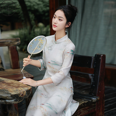 祺袍女旗袍优雅新款小个子长裙2025年轻款气质高端微胖遮肚子显瘦