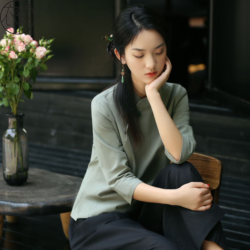 素衣唐装中国风茶服禅意文艺七分