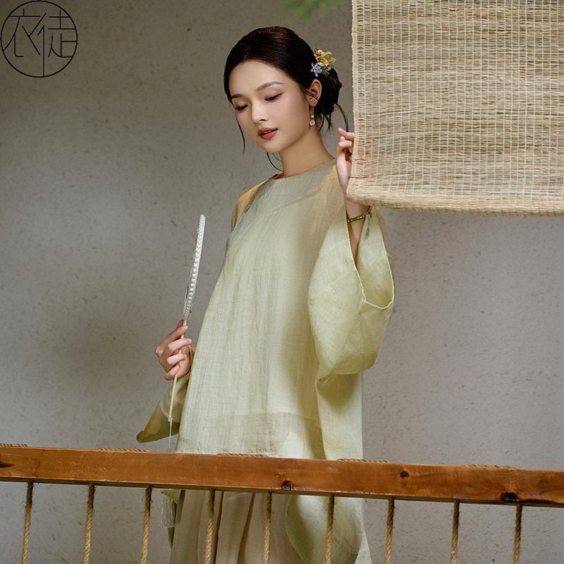 高端苎麻中式女夏汉服上衣新款
