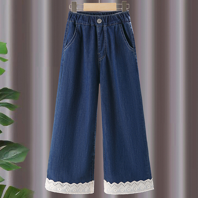 2026春夏韩版女童花边牛仔长裤