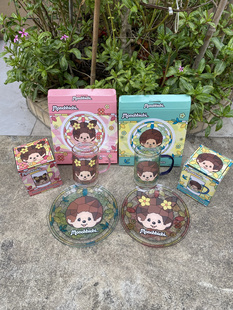 香港7-11蒙奇奇萌趣趣Monchhichi彩绘玻璃碟玻璃杯水杯耐热85度