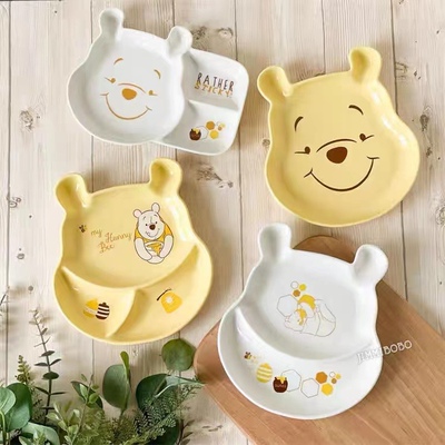 日单迪士尼维尼熊噗噗陶瓷盘餐盘陶瓷碗大汤碗酱油碟酱料碟汤勺子