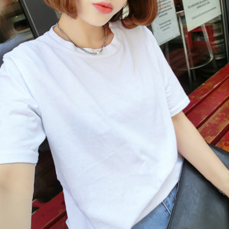 简约白色休闲基础款短袖T恤女装大码内搭