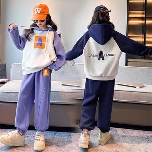 女童春装套装2025新款洋气网红儿童运动两件套时髦春款大童装卫衣