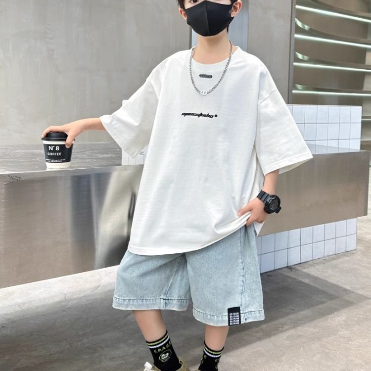 男童夏装短袖2025新款中大童夏季薄款男孩儿童纯棉潮酷帅气T恤