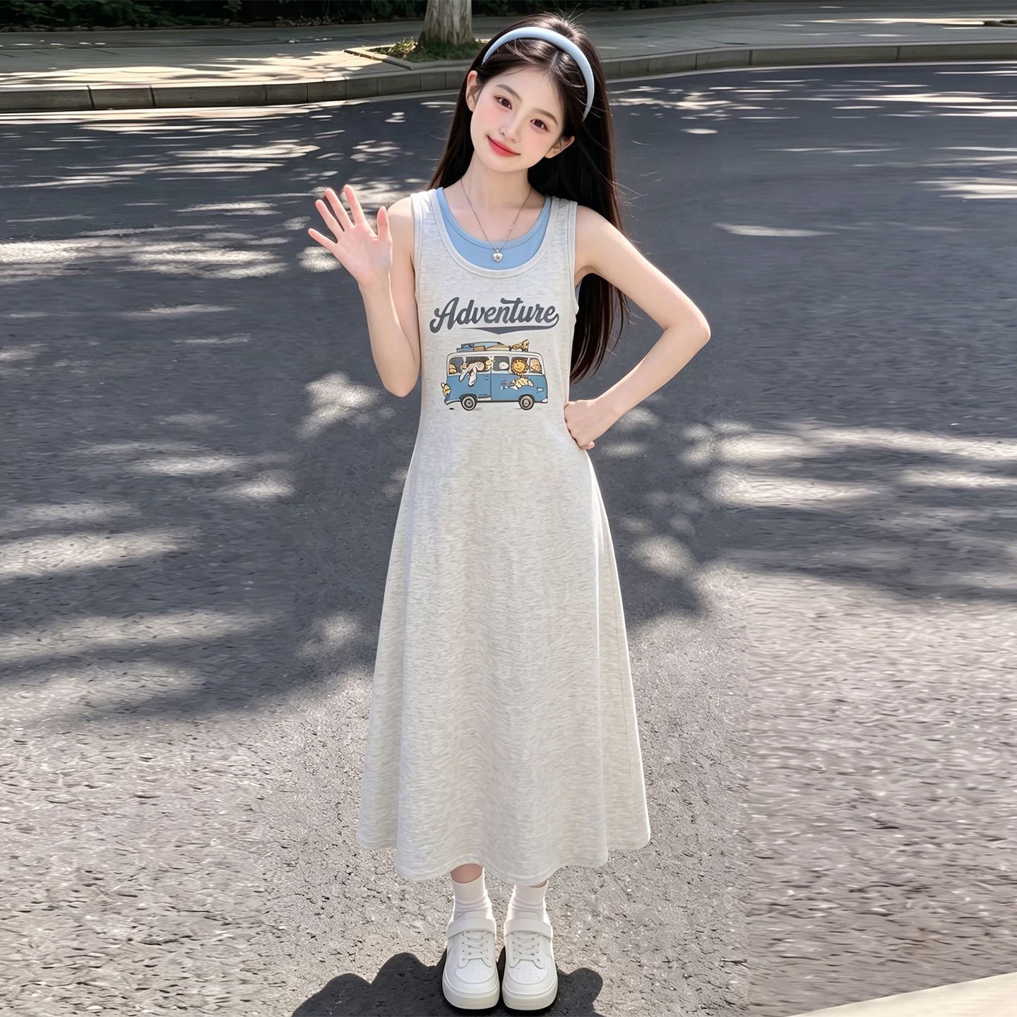 2026新款女童宽松裙子女中大童夏季洋气连衣裙儿童甜美背心裙夏装
