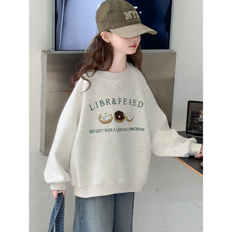 女童卫衣春秋2026新款儿童大童圆领春装女孩春季洋气时髦宽松上衣