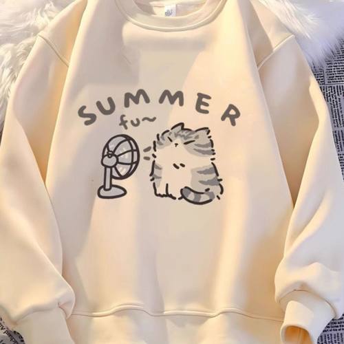 中大童秋冬圆领卫衣女童ins韩版女孩卡通印花学生加绒秋季上衣