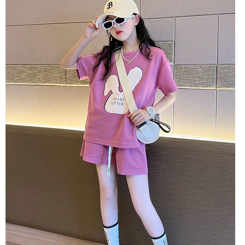 2026新款女童夏装套装夏季洋气儿童休闲短袖短裤女孩时髦炸街童装