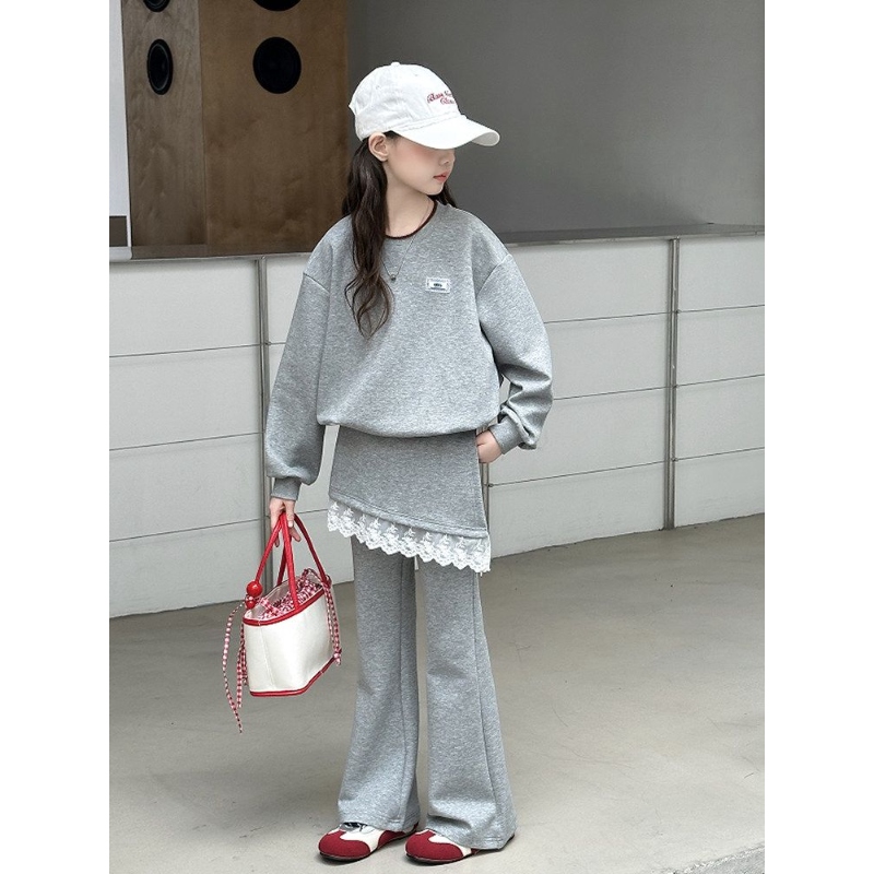 女童休闲套装春秋2026新款大童春装洋气时尚百搭卫衣屁帘裤两件套